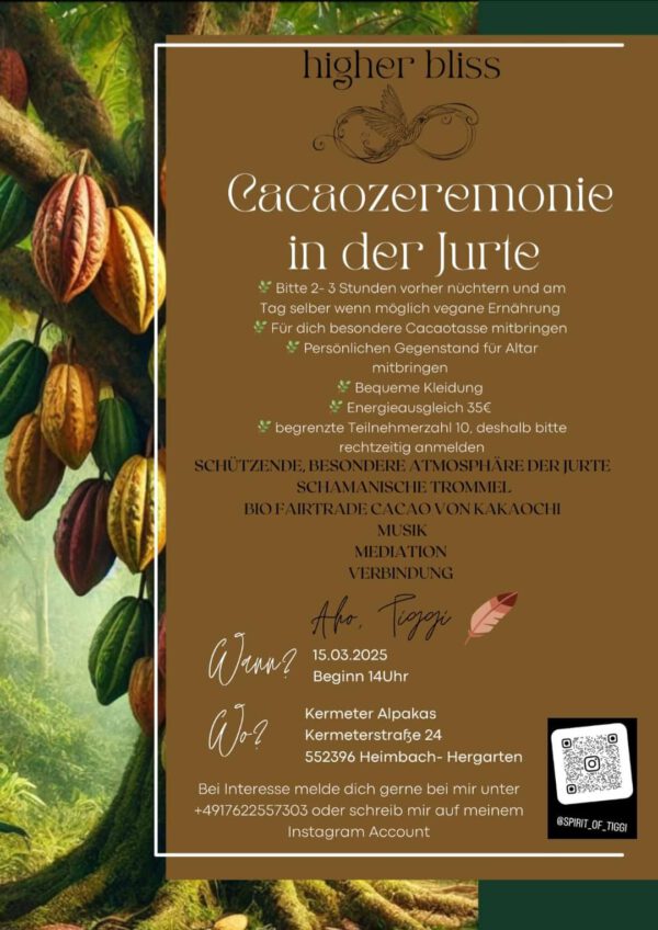 Cacaozeremonie in der Jurte 15.03.2025 14.00 Uhr